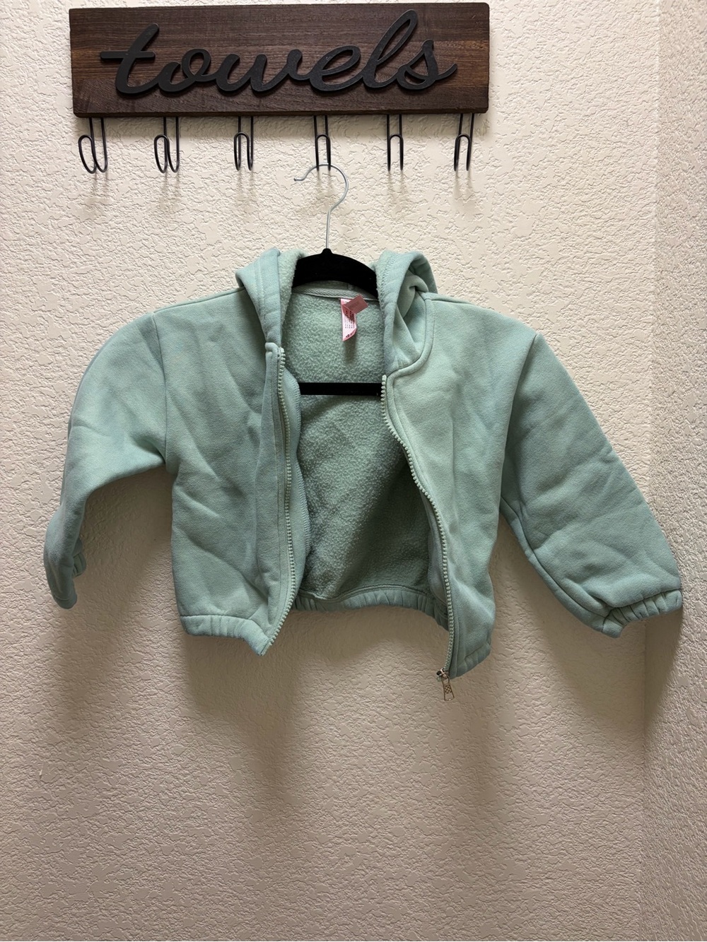 Kids Hooded Puffer Jacket in Mint - Lightweight Zip Front